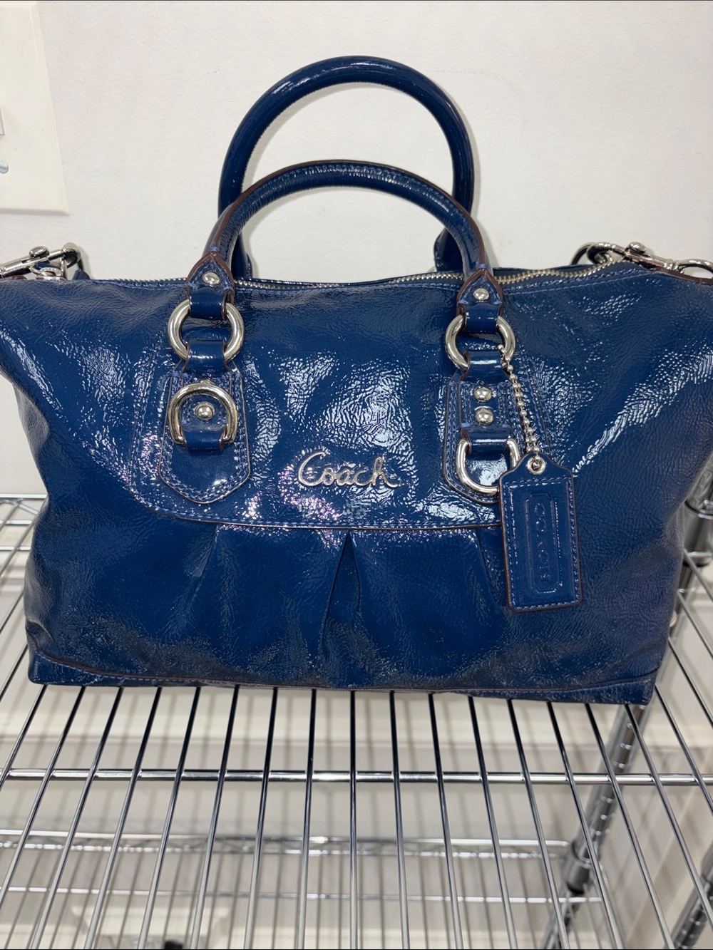 COACH ASHLEY PATENT LEATHER SATCHEL HANDBAG TOTE PURSE  2-WAY